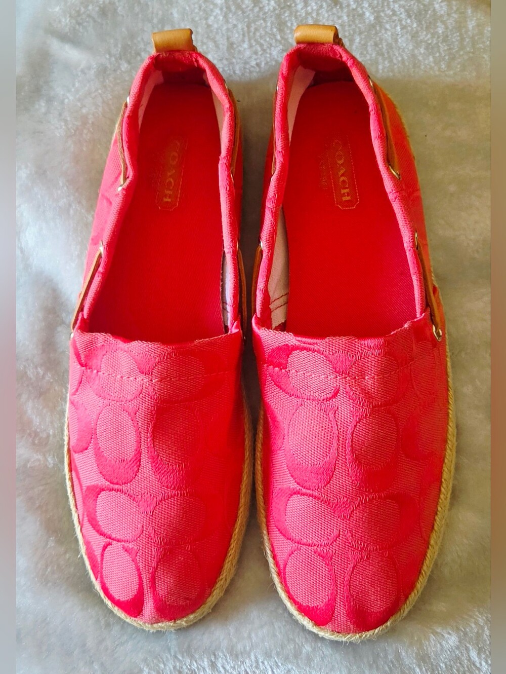 Coach Women's Coral Pink Espadrille Slip-Ons